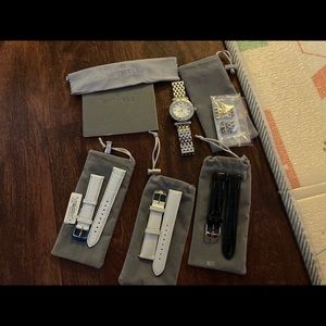 Michele watch .33 carrot diamonds w/ 3 new bands